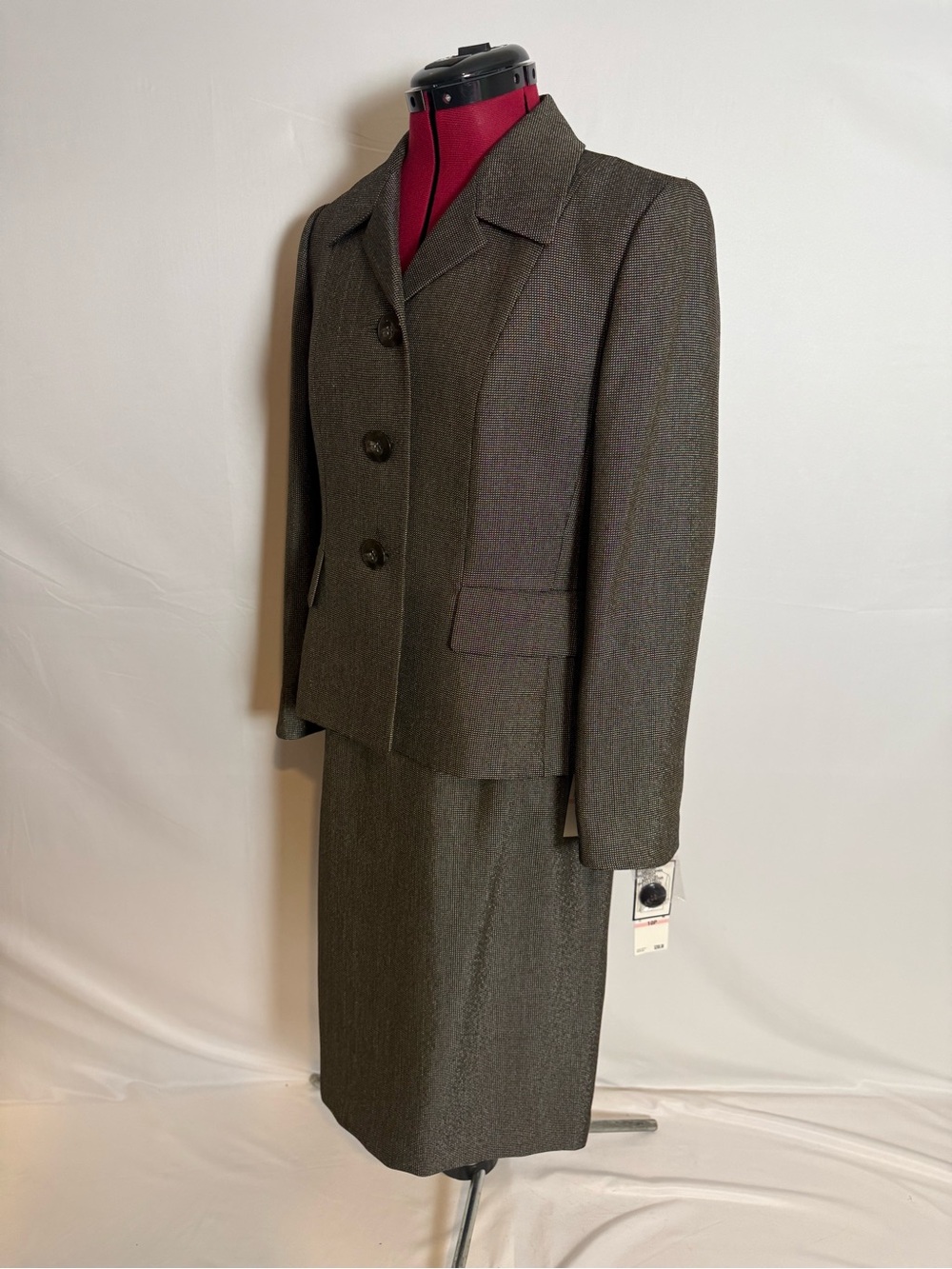 NWT Evan Picone Skirt Suit Size 10P Black & Brown 2-Piece Set Blazer & Skirt - Picture 3 of 16